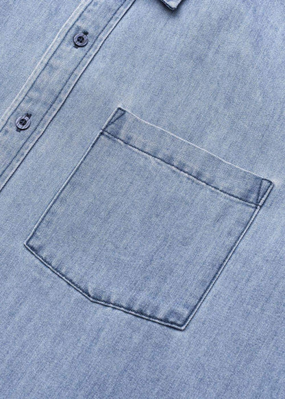 Áo Sơ Mi Jean Tay Dài Oversized The Original M051 Xanh Dương Nhạt - YaMe.vn