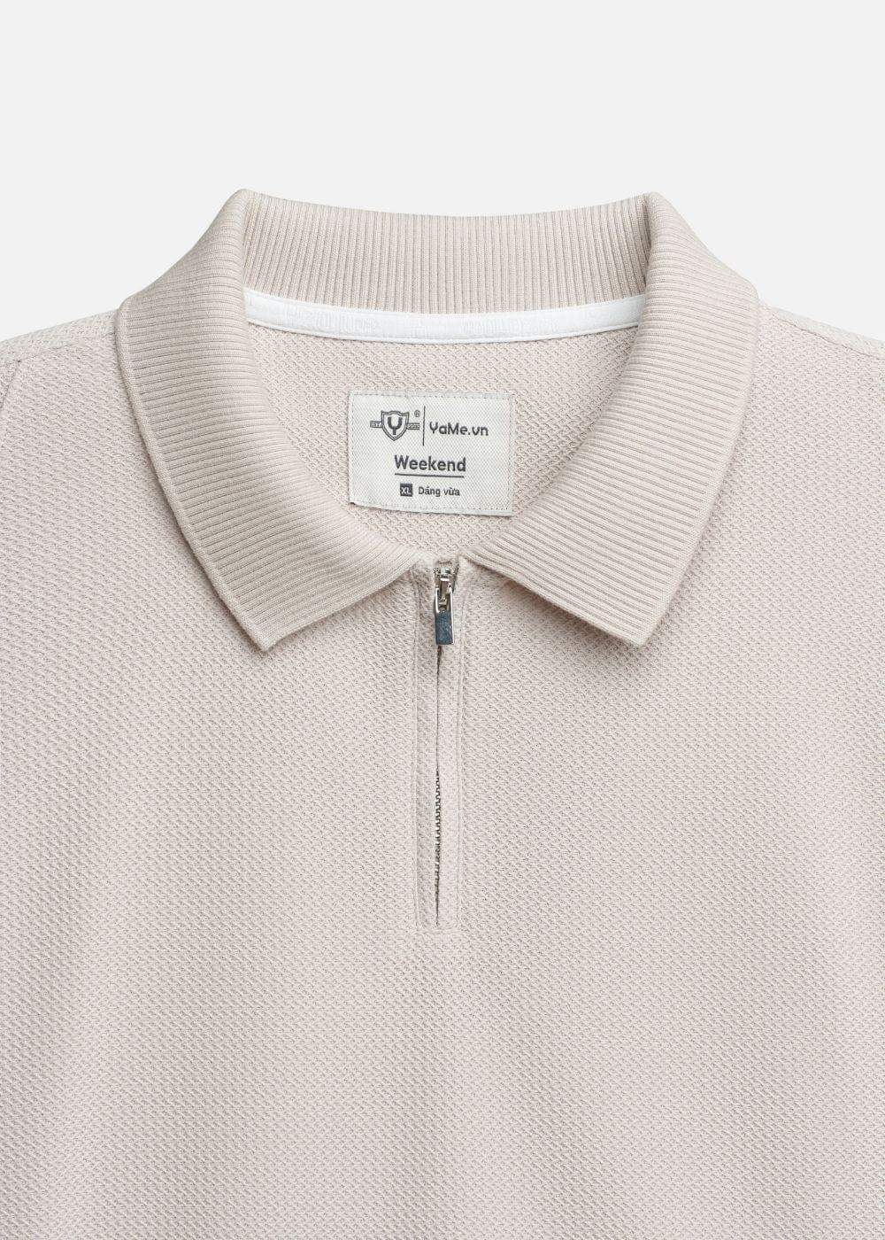 Áo Thun Polo Mesh Jacquard Thoáng Khí The Weekend 032 Be - YaMe.vn