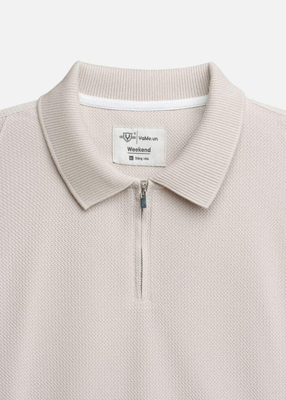 Áo Thun Polo Mesh Jacquard Thoáng Khí The Weekend 032 Be - YaMe.vn