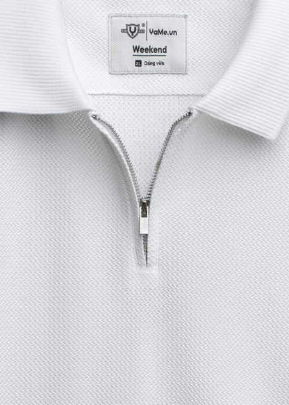 Áo Thun Polo Mesh Jacquard Thoáng Khí The Weekend 032 Trắng - YaMe.vn