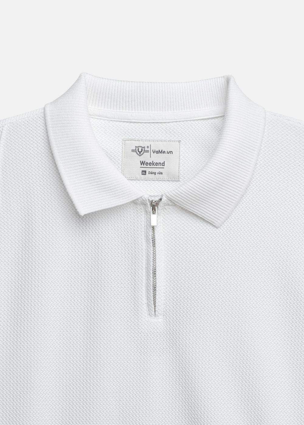 Áo Thun Polo Mesh Jacquard Thoáng Khí The Weekend 032 Trắng - YaMe.vn