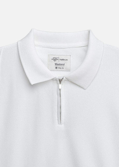 Áo Thun Polo Mesh Jacquard Thoáng Khí The Weekend 032 Trắng - YaMe.vn