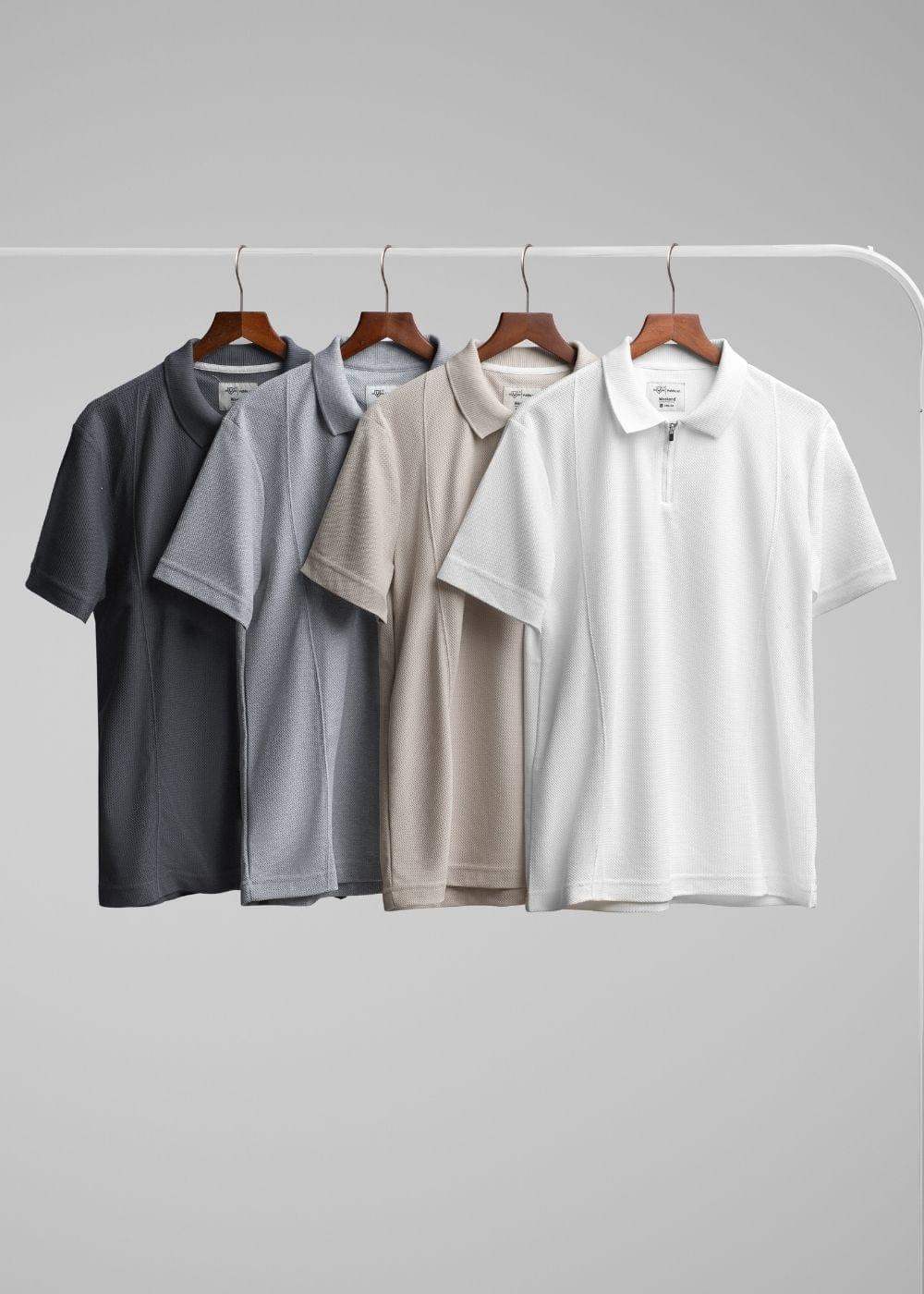 Áo Thun Polo Mesh Jacquard Thoáng Khí The Weekend 032 Xám Đậm - YaMe.vn