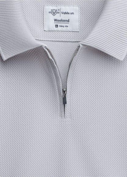 Áo Thun Polo Mesh Jacquard Thoáng Khí The Weekend 032 Xám - YaMe.vn