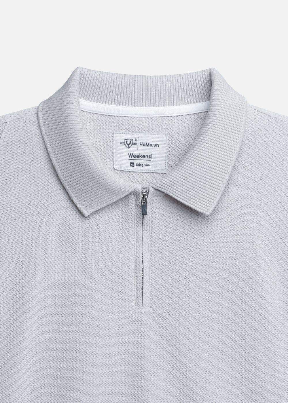 Áo Thun Polo Mesh Jacquard Thoáng Khí The Weekend 032 Xám - YaMe.vn