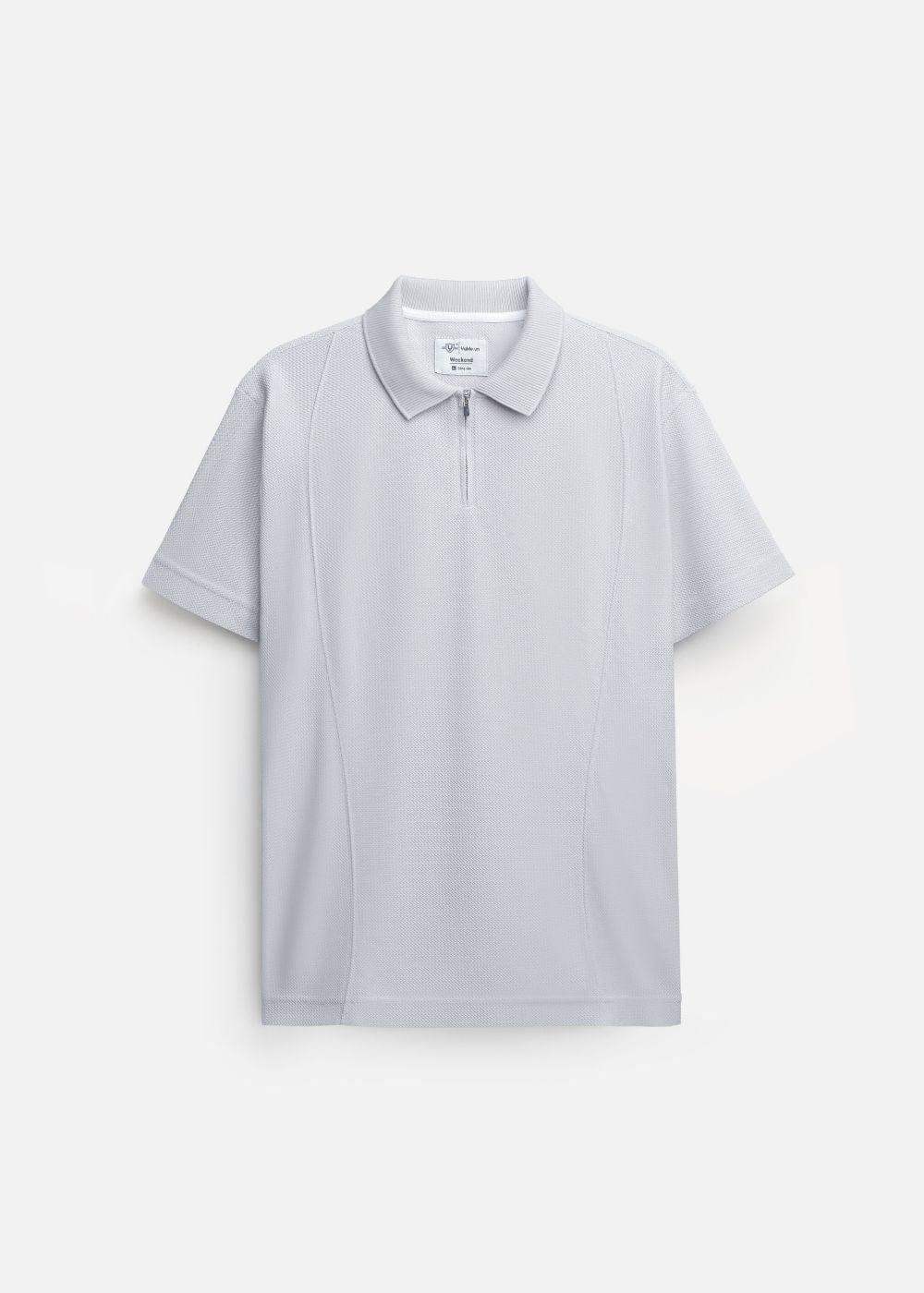 Áo Thun Polo Mesh Jacquard Thoáng Khí The Weekend 032 Xám - YaMe.vn