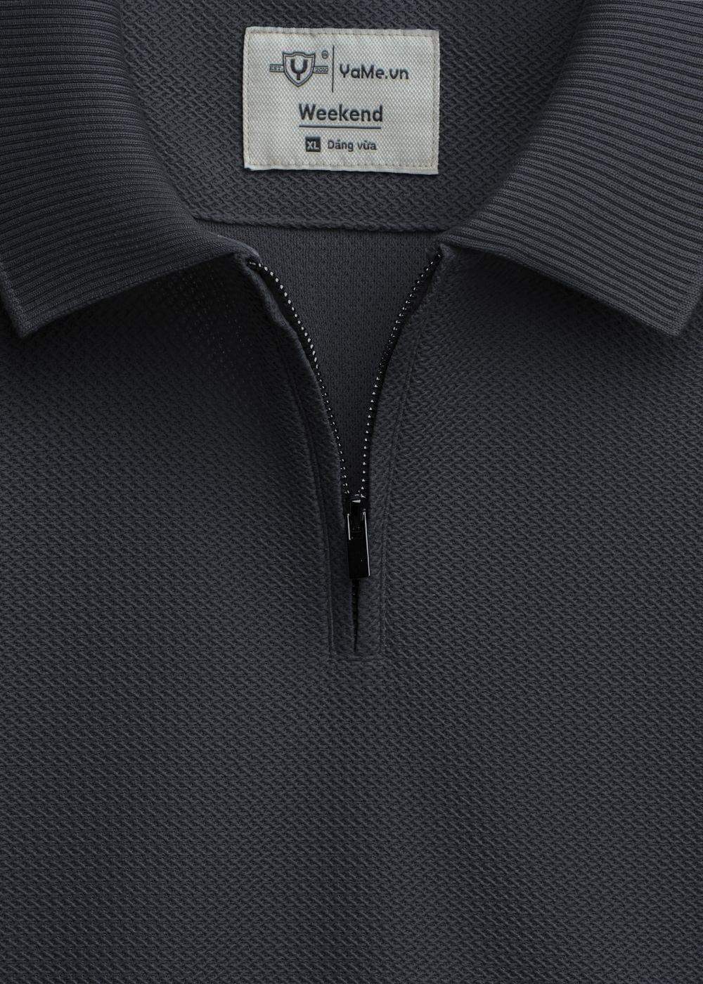 Áo Thun Polo Mesh Jacquard Thoáng Khí The Weekend 032 Xám Đậm - YaMe.vn