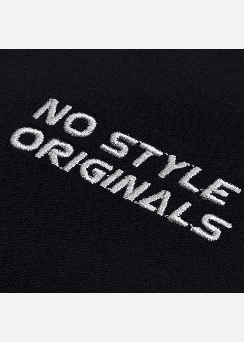 Áo thun nam đen thêu chữ NO STYLE ORIGINALS nổi bật, chất liệu mềm mại, thiết kế thời trang không lỗi mốt