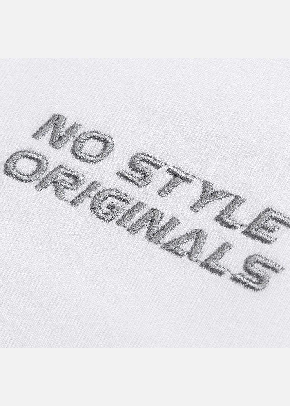 Áo thun nam trắng chữ NO STYLE ORIGINALS thêu nổi, thiết kế thời trang, mặc bền, mặc mềm