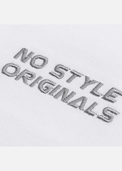 Áo thun nam trắng chữ NO STYLE ORIGINALS thêu nổi, thiết kế thời trang, mặc bền, mặc mềm