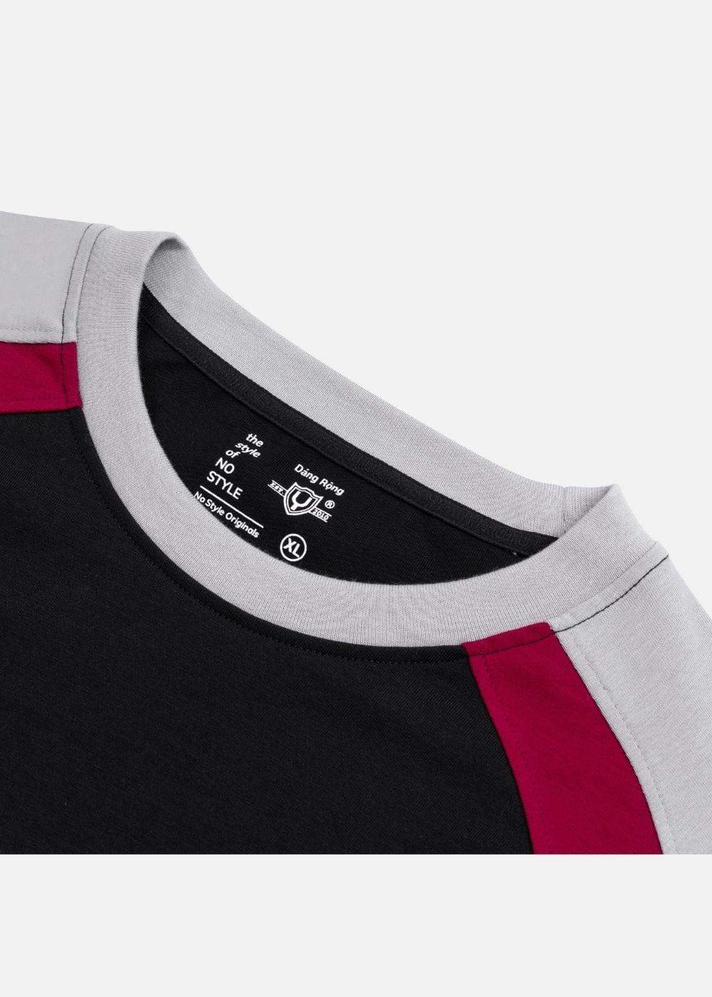 Áo Thun Cotton Mềm Mịn Phối Màu No Style M3 Đen Xám - YaMe.vn