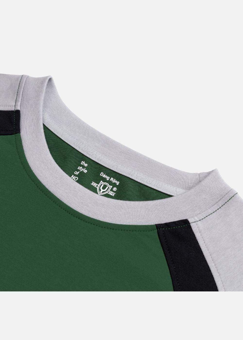 Áo Thun Cotton Mềm Mịn Phối Màu No Style M3 Xanh Lá Đậm - YaMe.vn
