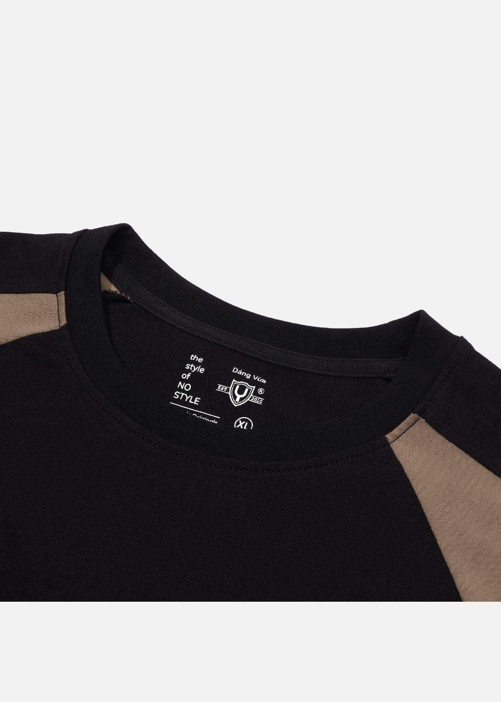 Áo Thun Raglan Cotton Phối Màu No Style M5 Đen Nâu - YaMe.vn