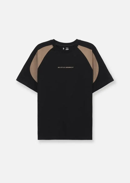 Áo Thun Raglan Cotton Phối Màu No Style M5 Đen Nâu - YaMe.vn
