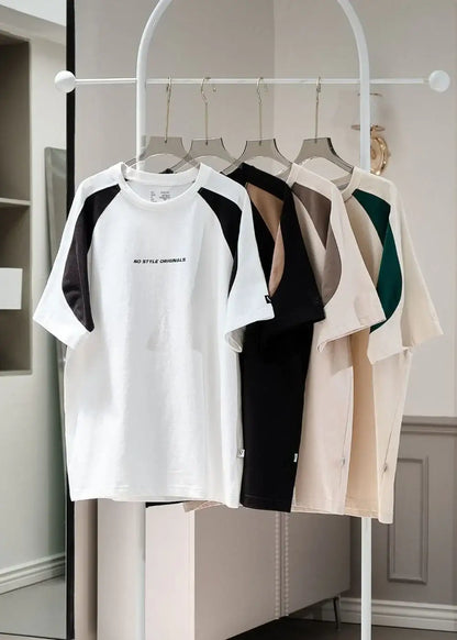 Áo Thun Raglan Cotton Phối Màu No Style M5 Trắng Đen - YaMe.vn