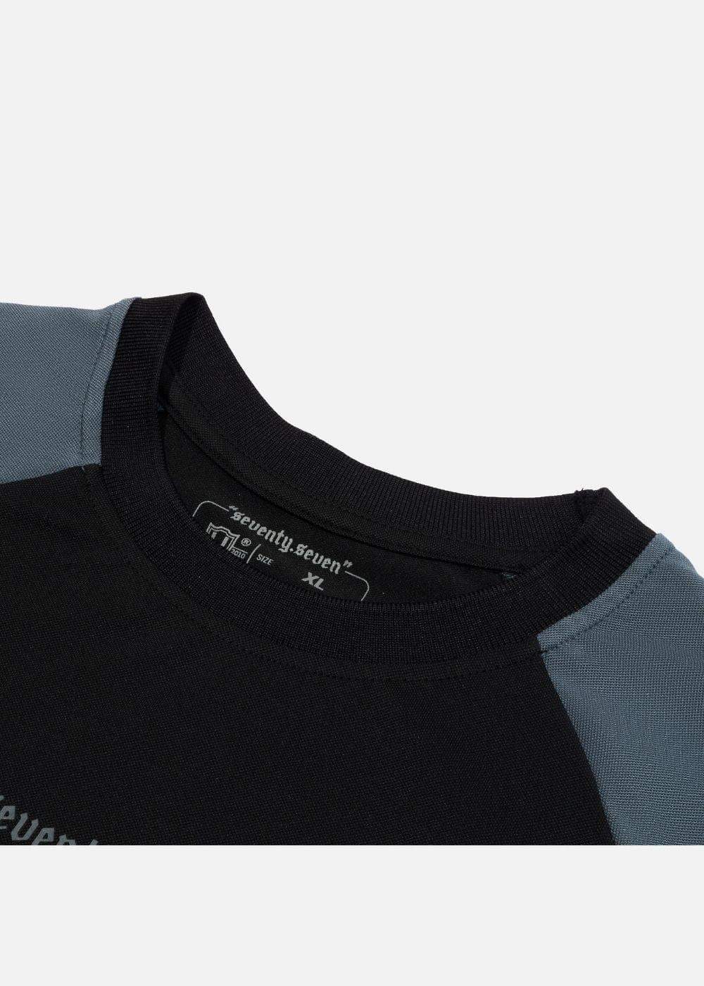 Áo Thun Raglan Phối Màu Seventy Seven 03 Đen Đen Xám - YaMe.vn