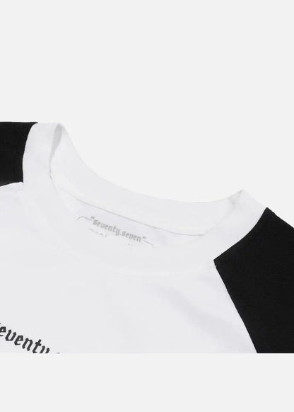 Áo Thun Raglan Phối Màu Seventy Seven 03 Trắng Đen - YaMe.vn