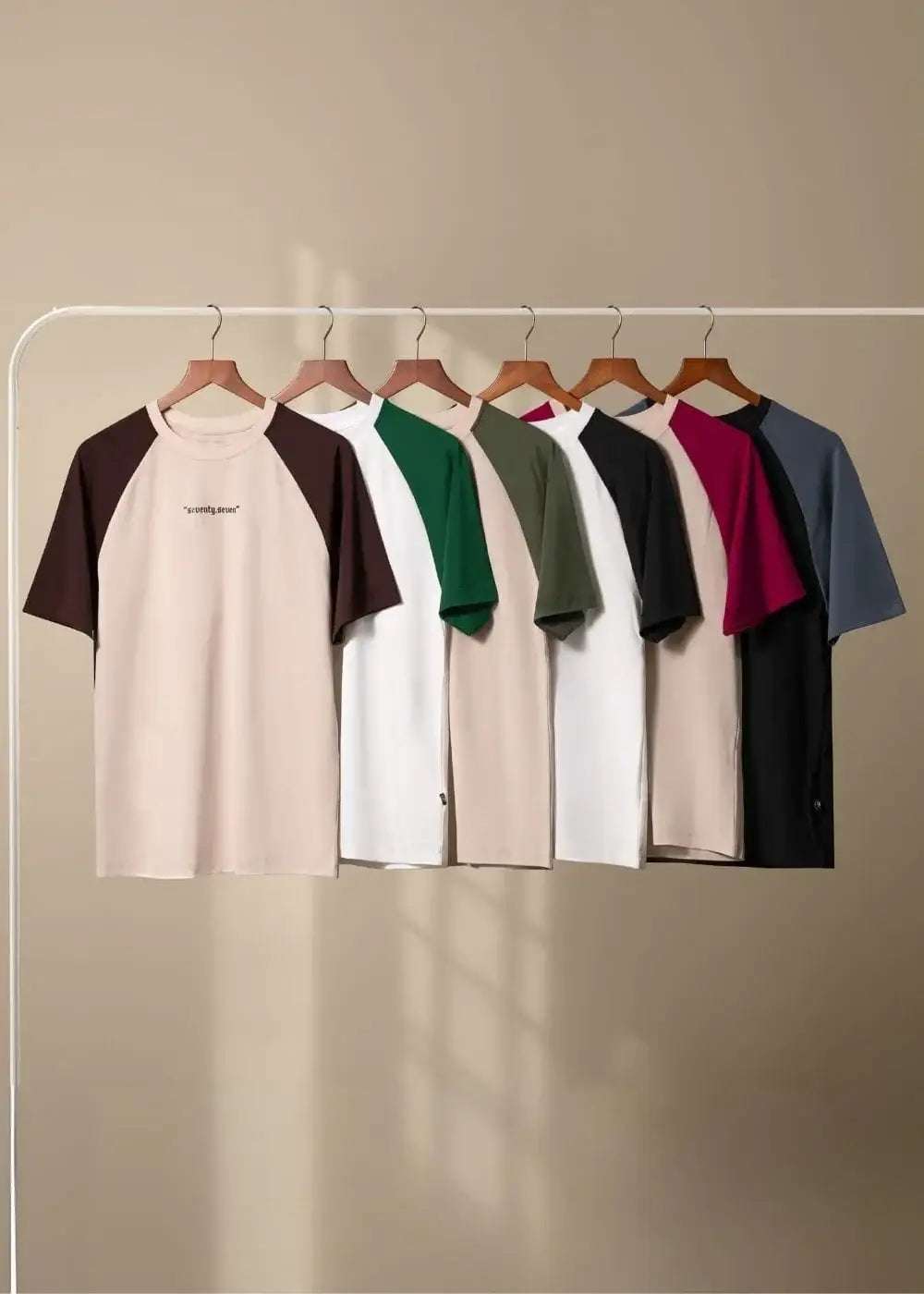 Áo Thun Raglan Phối Màu Seventy Seven 03 Trắng Xanh Lá - YaMe.vn