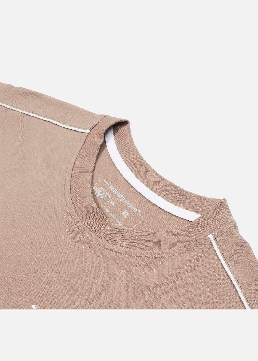 Áo Thun Cotton Line Art Co Giãn Seventy Seven 04 Nâu Đậm - YaMe.vn