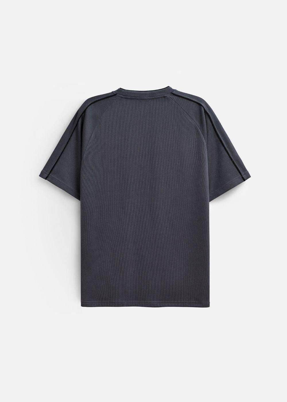 Áo Thun Tay Ngắn Vải Ribbing Co Giãn Seventy Seven 45 Xám Đậm - YaMe.vn