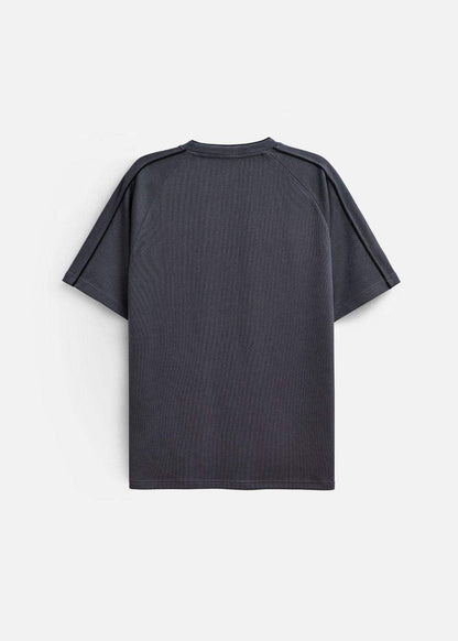 Áo Thun Tay Ngắn Vải Ribbing Co Giãn Seventy Seven 45 Xám Đậm - YaMe.vn