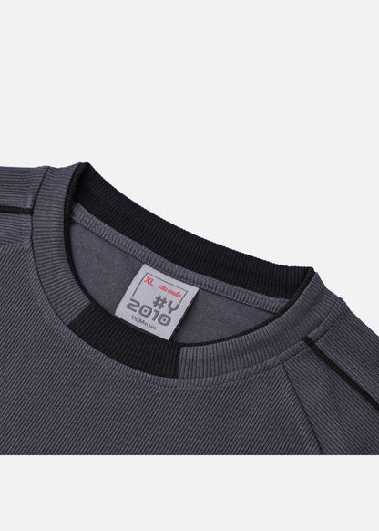 Áo Thun Tay Ngắn Vải Ribbing Co Giãn Seventy Seven 45 Xám Đậm - YaMe.vn