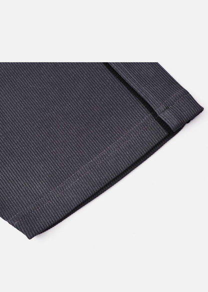 Áo Thun Tay Ngắn Vải Ribbing Co Giãn Seventy Seven 45 Xám Đậm - YaMe.vn