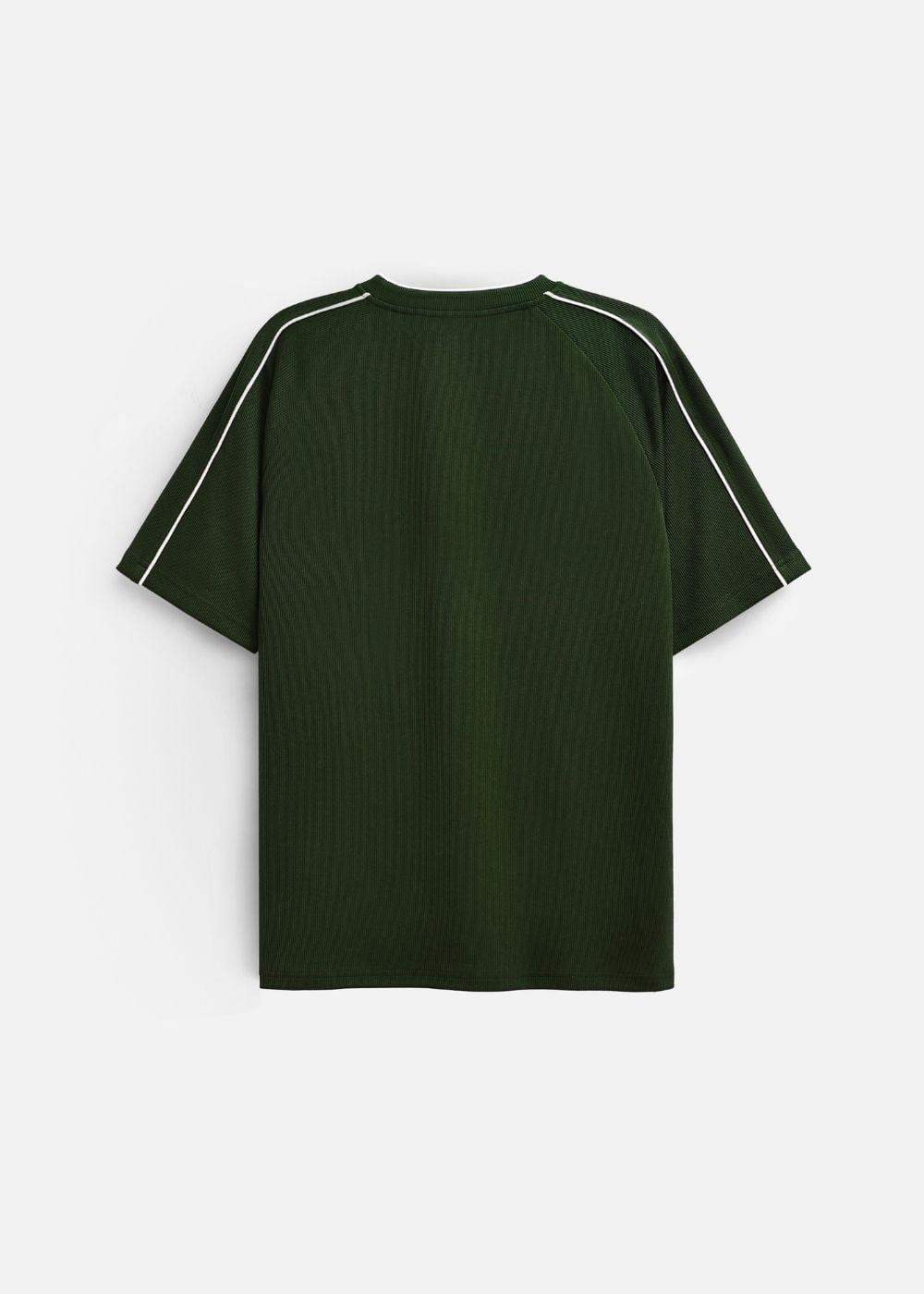 Áo Thun Tay Ngắn Vải Ribbing Co Giãn Seventy Seven 45 Xanh Lá Đậm - YaMe.vn