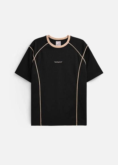 Áo Thun Waffle Line Art Co Giãn Seventy Seven 46 Đen - YaMe.vn