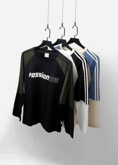 Áo Thun Tay Dài Phối Màu No Style M15 Đen - YaMe.vn