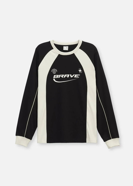 Áo Thun Tay Dài Phối Màu No Style M17 Đen - YaMe.vn