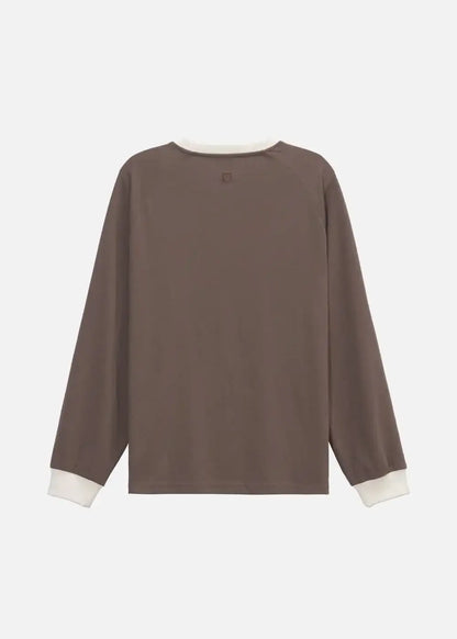 Áo Thun Tay Dài Phối Màu No Style M17 Nâu Be - YaMe.vn