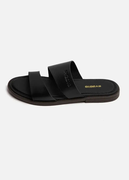 Dép Đế Thấp Two-strap Slides #Y2010 08 Đen - YaMe.vn
