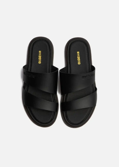 Dép Đế Thấp Two-strap Slides #Y2010 08 Đen - YaMe.vn
