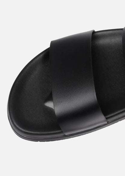 Dép Đế Thấp Two-strap Slides #Y2010 14 Đen - YaMe.vn