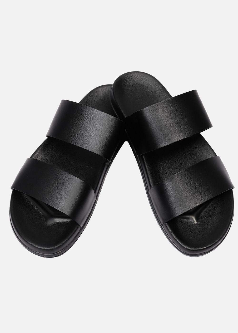 Dép Đế Thấp Two-strap Slides #Y2010 14 Đen - YaMe.vn