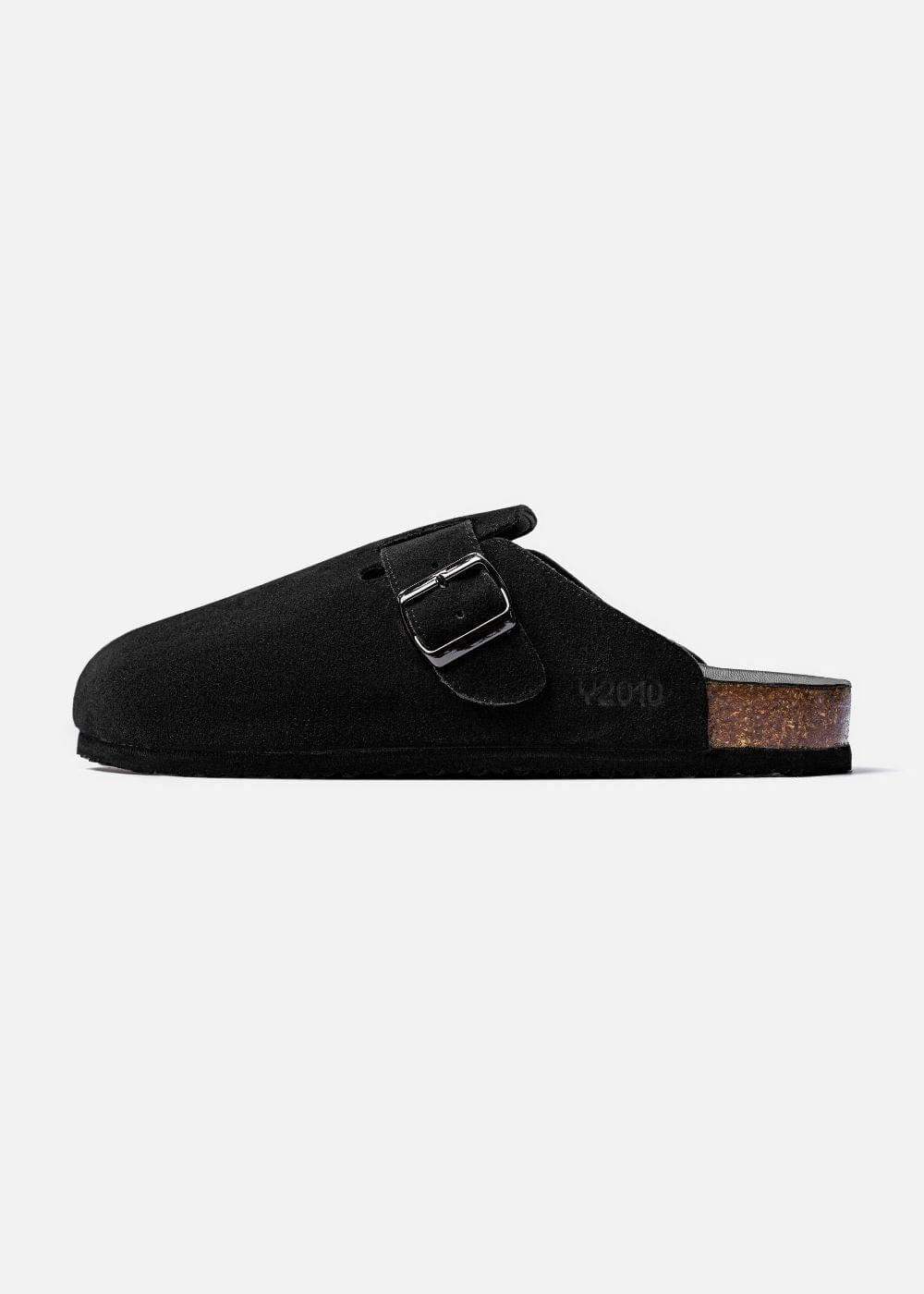 Dép Đế Trấu Mules Da Suede Mềm #Y2010 A001 Đen - YaMe.vn