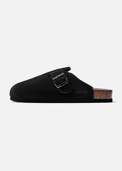 Dép Đế Trấu Mules Da Suede Mềm #Y2010 A001 Đen - YaMe.vn