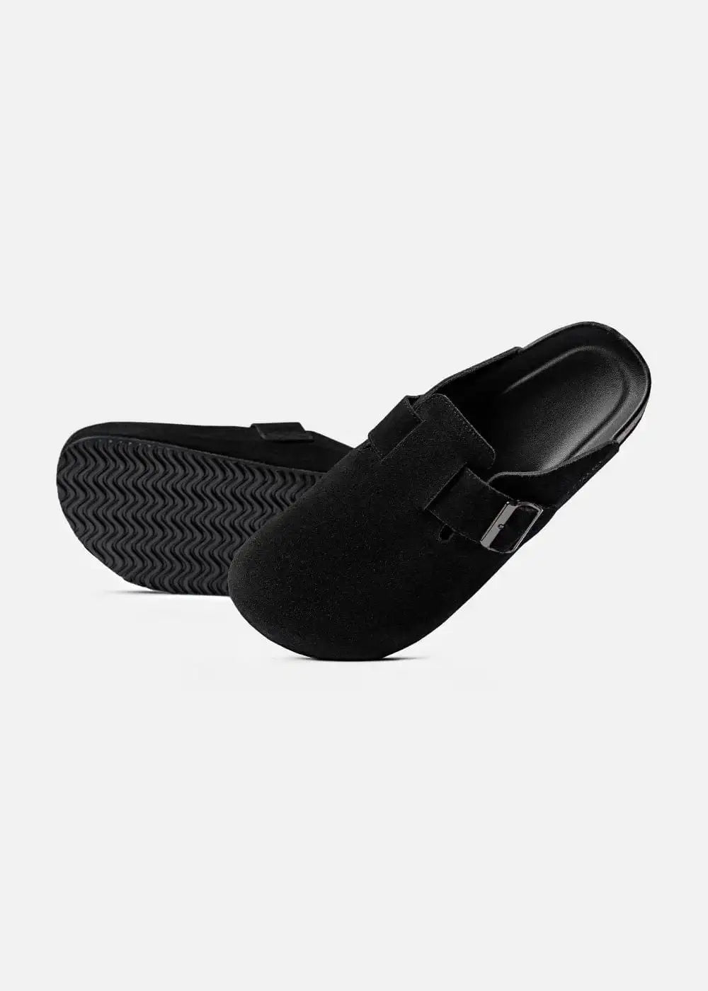 Dép Đế Trấu Mules Da Suede Mềm #Y2010 A001 Đen - YaMe.vn