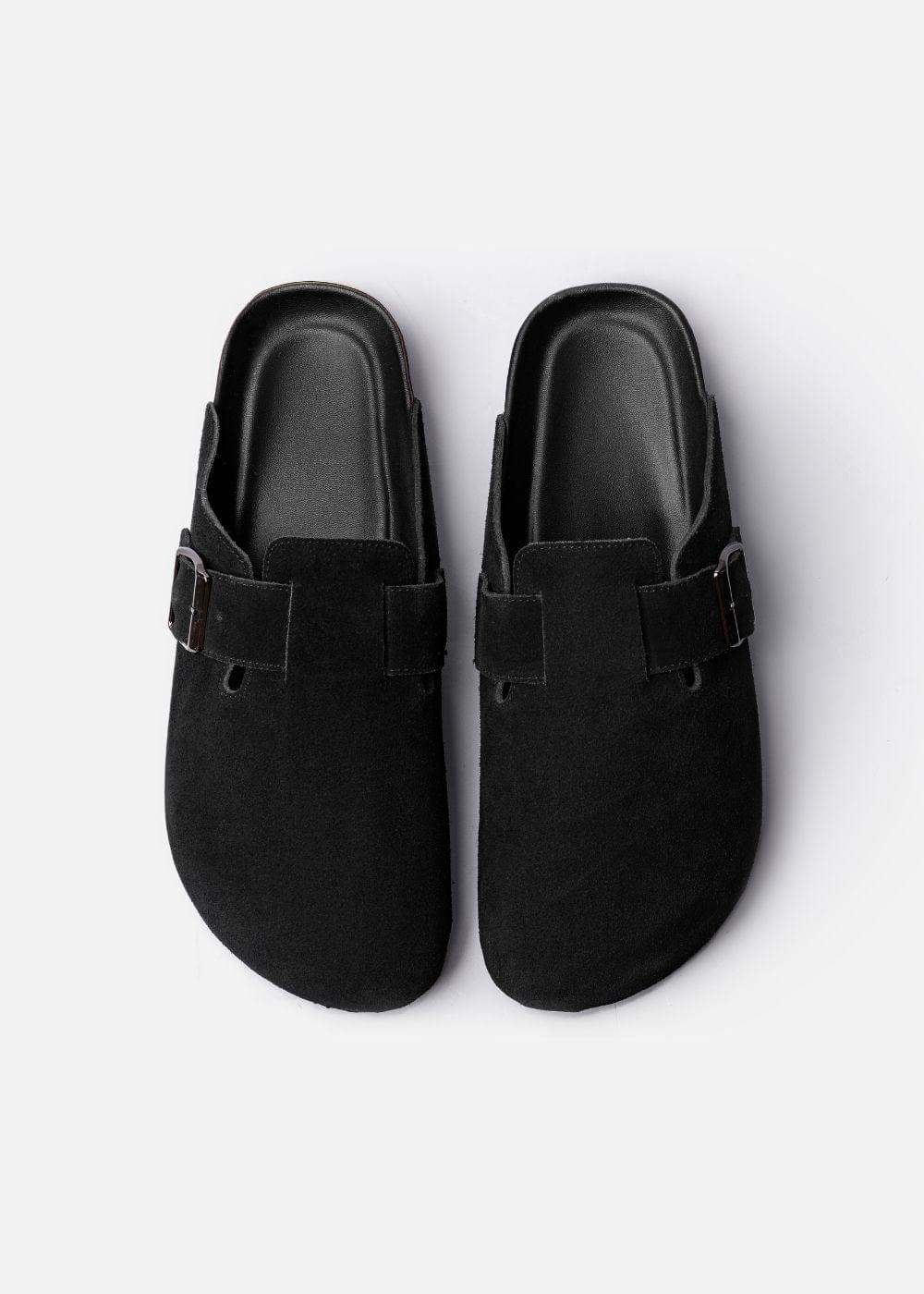 Dép Đế Trấu Mules Da Suede Mềm #Y2010 A001 Đen - YaMe.vn