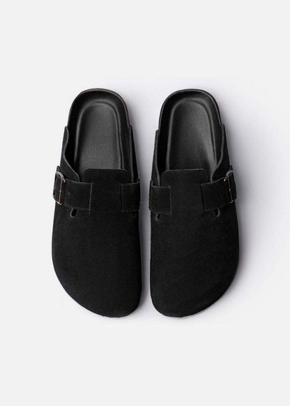 Dép Đế Trấu Mules Da Suede Mềm #Y2010 A001 Đen - YaMe.vn