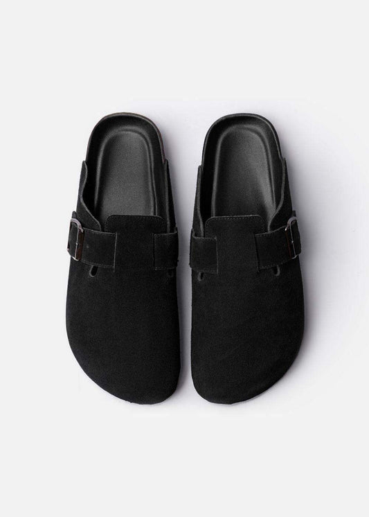 Dép Đế Trấu Mules Da Suede Mềm #Y2010 A001 Đen - YaMe.vn