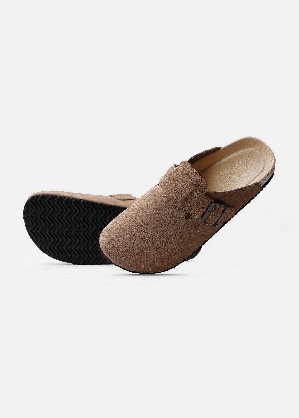 Dép Đế Trấu Mules Da Suede Mềm #Y2010 A001 Nâu Đậm - YaMe.vn