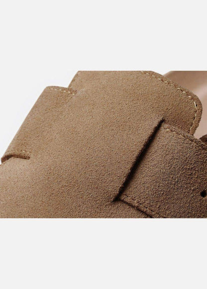 Dép Đế Trấu Mules Da Suede Mềm #Y2010 A001 Nâu Đậm - YaMe.vn