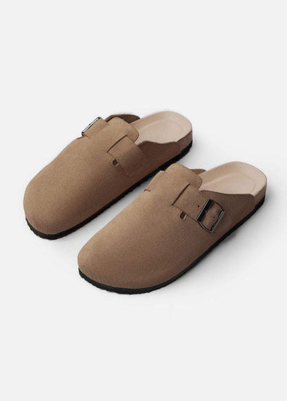 Dép Đế Trấu Mules Da Suede Mềm #Y2010 A001 Nâu Đậm - YaMe.vn