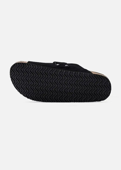 Dép Đế Trấu Slide Slipper Da Suede Mềm #Y2010 A002 Đen - YaMe.vn
