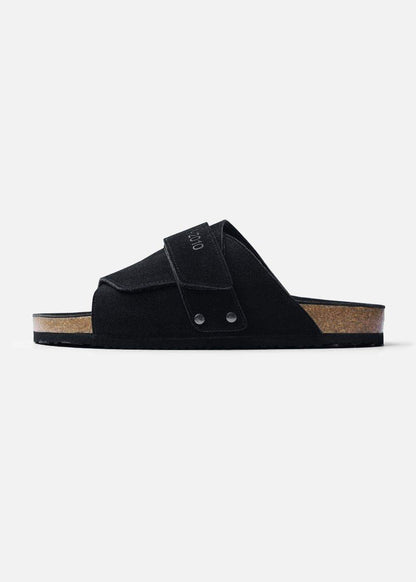 Dép Đế Trấu Slide Slipper Da Suede Mềm #Y2010 A002 Đen - YaMe.vn