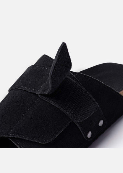Dép Đế Trấu Slide Slipper Da Suede Mềm #Y2010 A002 Đen - YaMe.vn