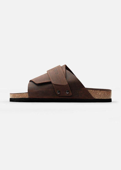 Dép Đế Trấu Slide Slipper Da Suede Mềm #Y2010 A002 Nâu Đậm - YaMe.vn