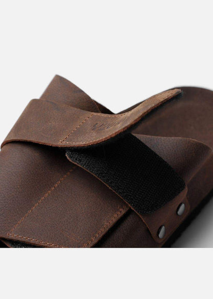 Dép Đế Trấu Slide Slipper Da Suede Mềm #Y2010 A002 Nâu Đậm - YaMe.vn